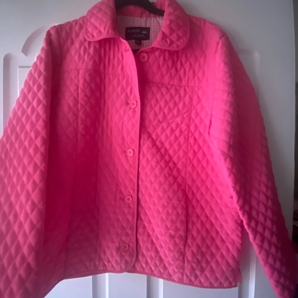 Nordic Lights Black Quilted Jacket/Coat Women's Size L (12-14) Barbiecore